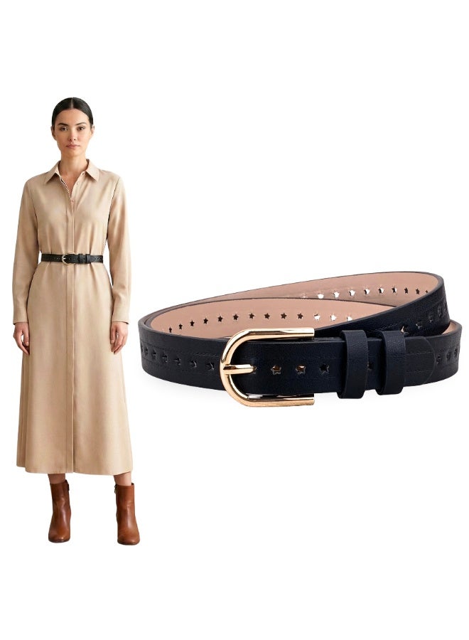 Classic Milano Women's Belt with Gift Box | Faux Leather Ladies Belt for Dresses, Jeans & Gowns | Stylish Womens Belt | Adjustable Girls Belt | Belt for Women with Elegant Buckle